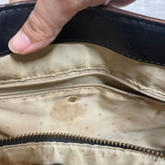 Kate Spade New York Black Leather Structured Satchel Handbag Missing Strap - Picture 11 of 16